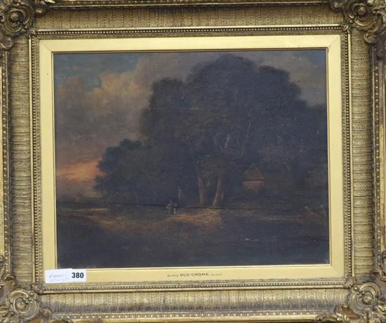 Old Crome 1769-1821 Figure in a wooded landscape 40 x 50cm
